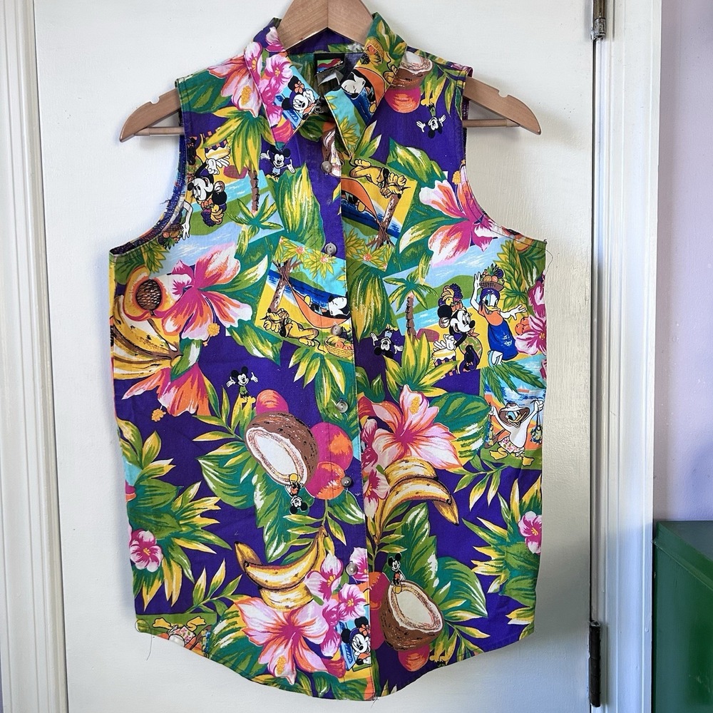 Vintage Rare 90's Disney Mickey Unlimited Jerry Leigh Tropical Sleeveless M